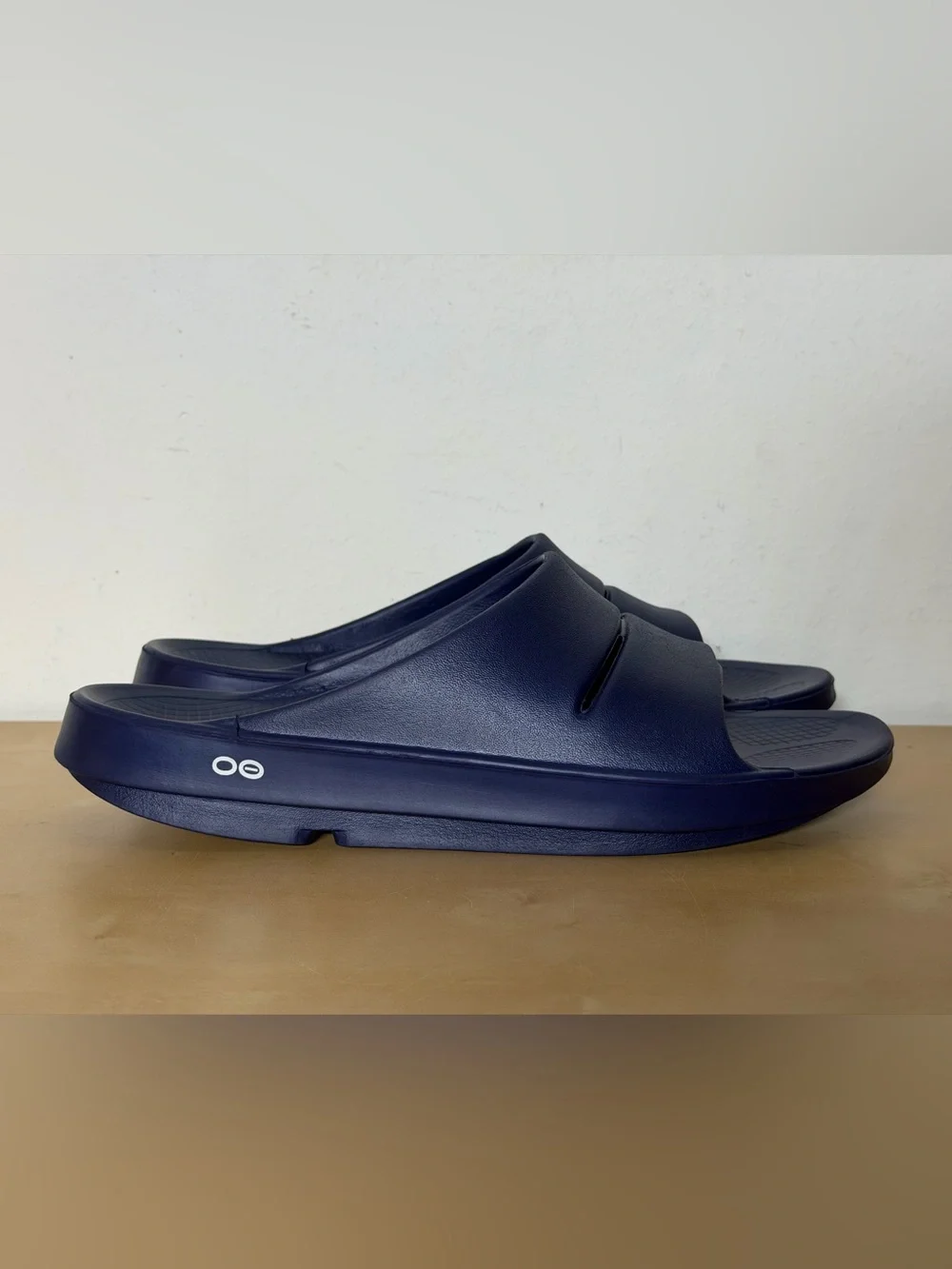 OOFOS OOahh Slide Sandals Navy Blue Men's Size 13 Or Women's Size 15 Recovery